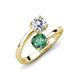 5 - Jianna 6.00 mm Cushion Lab Created Alexandrite and GIA Certified Round Natural Diamond 2 Stone Promise Ring 