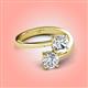 4 - Jianna 6.00 mm Cushion Forever Brilliant Moissanite and GIA Certified Round Natural Diamond 2 Stone Promise Ring 