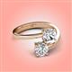 4 - Jianna 6.00 mm Cushion Forever One Moissanite and GIA Certified Round Natural Diamond 2 Stone Promise Ring 