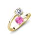 5 - Jianna 6.00 mm Cushion Lab Created Pink Sapphire and GIA Certified Round Natural Diamond 2 Stone Promise Ring 