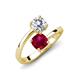 5 - Jianna 6.00 mm Cushion Lab Created Ruby and GIA Certified Round Natural Diamond 2 Stone Promise Ring 