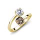 5 - Jianna 6.00 mm Cushion Smoky Quartz and GIA Certified Round Natural Diamond 2 Stone Promise Ring 