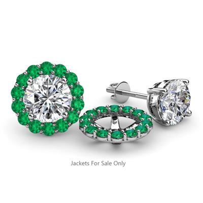 Serena ctw Round Emerald Jackets Earrings