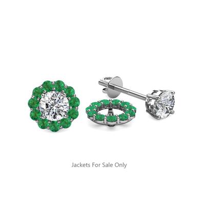 Serena ctw Round Emerald Jackets Earrings