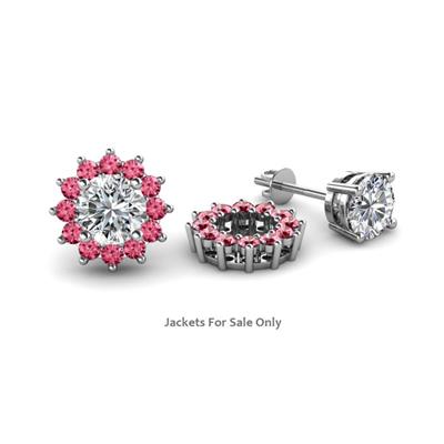 Florice Round Pink Tourmaline Flower Jacket Earrings