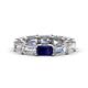1 - Beverly 6.70 ctw (6x4 mm) GIA Certified Emerald Cut Natural Diamond and Blue Sapphire Eternity Band 