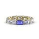 1 - Beverly 6.60 ctw (6x4 mm) GIA Certified Emerald Cut Natural Diamond and Tanzanite Eternity Band 