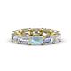 1 - Beverly 6.50 ctw (6x4 mm) GIA Certified Emerald Cut Natural Diamond and Aquamarine Eternity Band 