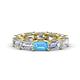 1 - Beverly 6.70 ctw (6x4 mm) GIA Certified Emerald Cut Natural Diamond and Blue Topaz Eternity Band 