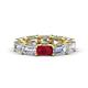 1 - Beverly 6.60 ctw (6x4 mm) GIA Certified Emerald Cut Natural Diamond and Ruby Eternity Band 