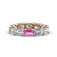 1 - Beverly 6.60 ctw (6x4 mm) GIA Certified Emerald Cut Natural Diamond and Pink Sapphire Eternity Band 