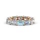 1 - Beverly 6.50 ctw (6x4 mm) GIA Certified Emerald Cut Natural Diamond and Aquamarine Eternity Band 