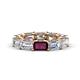 1 - Beverly 6.75 ctw (6x4 mm) GIA Certified Emerald Cut Natural Diamond and Rhodolite Garnet Eternity Band 