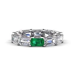Beverly ctw x GIA Certified Emerald Cut Natural Diamond and Emerald Eternity Band GIA Certified Emerald Cut Natural Diamond and Emerald ctw set in gorgeous drape like basket setting eternity stackable ring K White Gold