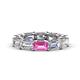 1 - Beverly 6.60 ctw (6x4 mm) GIA Certified Emerald Cut Natural Diamond and Pink Sapphire Eternity Band 