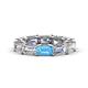 1 - Beverly 6.70 ctw (6x4 mm) GIA Certified Emerald Cut Natural Diamond and Blue Topaz Eternity Band 