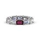 1 - Beverly 6.75 ctw (6x4 mm) GIA Certified Emerald Cut Natural Diamond and Rhodolite Garnet Eternity Band 