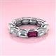 3 - Beverly 6.75 ctw (6x4 mm) GIA Certified Emerald Cut Natural Diamond and Rhodolite Garnet Eternity Band 