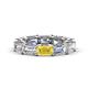 1 - Beverly 6.60 ctw (6x4 mm) GIA Certified Emerald Cut Natural Diamond and Yellow Sapphire Eternity Band 
