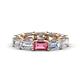 1 - Beverly 6.60 ctw (6x4 mm) GIA Certified Emerald Cut Natural Diamond and Pink Tourmaline Eternity Band 