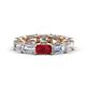 1 - Beverly 6.60 ctw (6x4 mm) Emerald Cut Lab Grown Diamond and Ruby Eternity Band 