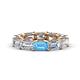 1 - Beverly 6.70 ctw (6x4 mm) Emerald Cut Lab Grown Diamond and Blue Topaz Eternity Band 