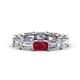 1 - Beverly 6.60 ctw (6x4 mm) Emerald Cut Lab Grown Diamond and Ruby Eternity Band 