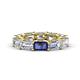 1 - Beverly 6.55 ctw (6x4 mm) Emerald Cut Lab Grown Diamond and Iolite Eternity Band 