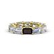 1 - Beverly 6.78 ctw (6x4 mm) Emerald Cut Lab Grown Diamond and Red Garnet Eternity Band 