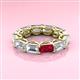 3 - Beverly 6.60 ctw (6x4 mm) Emerald Cut Lab Grown Diamond and Ruby Eternity Band 