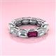 3 - Beverly 6.75 ctw (6x4 mm) Emerald Cut Lab Grown Diamond and Rhodolite Garnet Eternity Band 