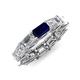 4 - Beverly 6.70 ctw (6x4 mm) GIA Certified Emerald Cut Natural Diamond and Blue Sapphire Eternity Band 