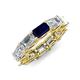 4 - Beverly 6.70 ctw (6x4 mm) GIA Certified Emerald Cut Natural Diamond and Blue Sapphire Eternity Band 