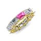 4 - Beverly 6.60 ctw (6x4 mm) GIA Certified Emerald Cut Natural Diamond and Pink Sapphire Eternity Band 