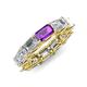 4 - Beverly 6.60 ctw (6x4 mm) GIA Certified Emerald Cut Natural Diamond and Amethyst Eternity Band 