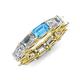 4 - Beverly 6.70 ctw (6x4 mm) GIA Certified Emerald Cut Natural Diamond and Blue Topaz Eternity Band 