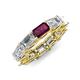 4 - Beverly 6.75 ctw (6x4 mm) GIA Certified Emerald Cut Natural Diamond and Rhodolite Garnet Eternity Band 