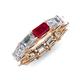 4 - Beverly 6.60 ctw (6x4 mm) GIA Certified Emerald Cut Natural Diamond and Ruby Eternity Band 