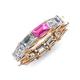 4 - Beverly 6.60 ctw (6x4 mm) GIA Certified Emerald Cut Natural Diamond and Pink Sapphire Eternity Band 