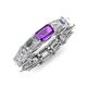 4 - Beverly 6.60 ctw (6x4 mm) GIA Certified Emerald Cut Natural Diamond and Amethyst Eternity Band 