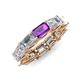 4 - Beverly 6.60 ctw (6x4 mm) GIA Certified Emerald Cut Natural Diamond and Amethyst Eternity Band 