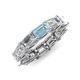 4 - Beverly 6.50 ctw (6x4 mm) GIA Certified Emerald Cut Natural Diamond and Aquamarine Eternity Band 