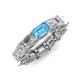 4 - Beverly 6.70 ctw (6x4 mm) GIA Certified Emerald Cut Natural Diamond and Blue Topaz Eternity Band 