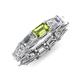 4 - Beverly 6.70 ctw (6x4 mm) GIA Certified Emerald Cut Natural Diamond and Peridot Eternity Band 