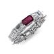 4 - Beverly 6.75 ctw (6x4 mm) GIA Certified Emerald Cut Natural Diamond and Rhodolite Garnet Eternity Band 
