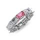 4 - Beverly 6.60 ctw (6x4 mm) GIA Certified Emerald Cut Natural Diamond and Pink Tourmaline Eternity Band 