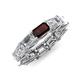 4 - Beverly 6.78 ctw (6x4 mm) GIA Certified Emerald Cut Natural Diamond and Red Garnet Eternity Band 