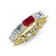 4 - Beverly 6.60 ctw (6x4 mm) Emerald Cut Lab Grown Diamond and Ruby Eternity Band 