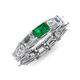 4 - Beverly 6.50 ctw (6x4 mm) Emerald Cut Lab Grown Diamond and Emerald Eternity Band 