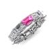 4 - Beverly 6.60 ctw (6x4 mm) Emerald Cut Lab Grown Diamond and Pink Sapphire Eternity Band 